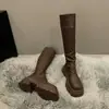 Botas de caña alta para otoño e invierno, botas de ajuste ceñido, botas elásticas de tacón de plataforma 2026, adelgazantes para figuras petite, botas largas versátiles nuevas de suela gruesa para mujer