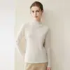 Suéter de punto 100% cachemira pura, nuevo estilo otoño e invierno, jersey holgado corto para mujer con cuello medio alto y bordes enrollados, suéter de capa base