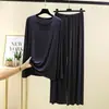 Conjunto de Pijama de Manga Larga y Pantalón Largo de Modal Nuevo para Primavera y Otoño para Mujer, Camiseta de Cuello Redondo, Conjunto de Ropa de Casa Talla Grande