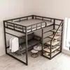 Beliche superior sótão economiza camada dupla pequeno apartamento tipo pequeno apartamento funcional duas camadas cama duplex cama arte cama de ferro estrutura alta ferro espaço alto baixo