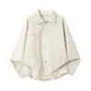 Chaqueta de trabajo de algodón lavado vintage con cuello de solapa y cuatro bolsillos, silueta holgada casual versátil, nueva tendencia de otoño