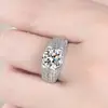 Kaiwei Moda Grupo Completo de Diamantes Anel de Diamante Oito Corações Oito Flechas 5 quilates Banhado a Ouro Platina PT950 Anel de Diamante Mosan