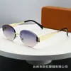 Nuevas Gafas de Sol Ovaladas de Metal de Pierna Ancha para Mujer, Gafas de Alta Gama sin Montura Cortadas en el Borde, Gafas de Celebridad de Internet Xiaohongshu