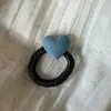 Goma para el pelo de cuadros grande con forma de corazón, estilo retro coreano, cuerda elástica de alta gama para coleta, accesorio para el pelo para mujer