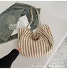 Bolso Tote para Mujer 2025 Nuevo Bolso de Compras Coreano Casual Versátil Bolso de Lona para Mujer Bolso de Hombro Rayado en Contraste de Color Gran Capacidad