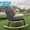 Mobiliario de Silla Mecedora de Ratán Impermeable y a Prueba de Sol para Ocio en Patios al Aire Libre, Villas Exteriores, Jardines y Casas de Huéspedes