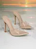 Sandalias Súper Brillantes Color Oro Champagne con Tacón de Diamante y Tacón de Copa de Vino de Cristal + Diseño de Hebilla en el Tobillo, Versátiles para Fiestas y Citas