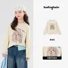 Camiseta de Manga Larga con Estampado de Dibujos Animados para Niñas Pudding Haru, Nuevo Estilo de Primavera Camiseta Básica Casual de Bloques de Color para Niños