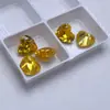 Pedra Preciosa em Forma de Coração Dourado Pedra Solta Pingente Brincos Anel DIY Pedra de Nascimento Sem Cravação Zircônia Dourada Pedra Solta