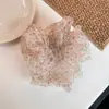 Scrunchie de Renda Doce Coração de Pérola Estilo Coreano Elástico Fofo de Organza Prendedor de Rabo de Cavalo Acessório de Cabelo Elástico