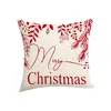 Funda de almohada roja de Navidad Funda de almohada con estampado de letras de lino de imitación navideño Funda de cojín decorativa para sofá sala de estar