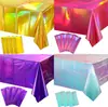 Mantel de Mesa para Fiesta de Papel de Aluminio Arcoíris Láser Rojo Rosa Láser Niña Cumpleaños Boda Fiesta Mantel Desechable Suministros