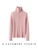 Nuevo cárdigan de punto acanalado grueso, elegante, versátil, de cachemira, casual, corte ajustado, abrigo suéter de cachemira para mujer, otoño e invierno