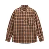Yidao Vintage 2026 Coleção Outono Nova: Camisa Xadrez de Manga Longa Retro, Caimento Solto, Estilo para o Trabalho, Tecido Escovado, Color-Blocked para Homens
