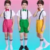 Traje de Coro Infantil para 1º de Junho Calça com Suspensório Masculina Traje Vestido Traje para Performance de Recitação de Poesia Infantil