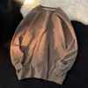 Moletom Waffle Masculino Tendência Marca ins Gola Redonda Sem Capuz Solto Casaco Retro Americano Cor Curry Roupas Primavera e Outono
