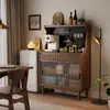 Aparador de Madera Maciza Tamaño Pequeño Montado en la Pared Gabinete de Almacenamiento Integrado Cafetera de Segunda Mano Almacenamiento para Sala de Estar Gabinete Lateral para Té