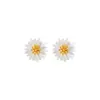 Pendientes Pequeños de Margarita Estilo Bosque de Plata de Ley S925 para Mujer, Set de Collar y Pulsera de Crisantemo Estilo Pastoral Fresco y Sencillo Venta al por Mayor