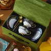 Exquisite conjunto de xícara de café e pires de porcelana fina para presente, xícara de água criativa, xícara de chá estilo europeu de alto valor, conjunto de chá
