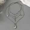 Colar Cruzado Europeu e Americano com Zircônia Lunar Estilo Francês de Luxo Leve Corrente para Suéter Design de Nicho Senso de Alto Padrão Joia Colar Venda por Atacado