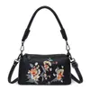 Bolsa feminina moderna de luxo leve estilo chinês com bordado de lótus, bolsa de estilo étnico chinês, bolsa quadrada pequena versátil para ombro e crossbody casual