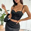 Camisola con Sujetador de Encaje y Pedrería, Superventas Transfronteriza para Usar como Prenda Exterior, Corsé Elegante sin Espalda, Sujetador Sexy con Ballenas para Vestir por Capas
