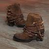 Tamanho grande estilo europeu e americano Comércio exterior moda inverno salto alto grosso 35-43 tamanho bico redondo zíper traseiro botas baixas sapatos