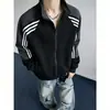 Cardigan de marca novo e moderno para primavera e outono, jaqueta com gola alta color block para homens e mulheres, jaqueta esportiva retro de corte solto para casais, moderna