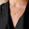 Chihang Joias Moda Transfronteiriça Pingente de Letra Colar Corrente de Pescoço Cadeado de Amor em Aço Inoxidável Colar com Pingente de Letra em Gota de Óleo