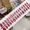 Uñas Postizas Combinadas Ojo de Gato Color Sólido Usables, Uñas de Manicura Color Sólido Blanqueadoras y de Alta Gama, Almendras Largas Removibles (30 piezas)