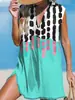 Venta Caliente Transfronteriza Verano Nuevo Vestido de Mujer Estampado Digital 3D Estilo Americano Sin Mangas Vestido de Playa