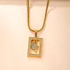 Collar de Acero de Titanio Transfronterizo con Colgante Único Colgante Cuadrado de Diamante Fundido Cadena para Suéter Lujo Ligero Joyería de Acero de Titanio de Alta Gama Fábrica