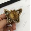 Em estoque Multicolorido Beaded Fur Ball Borboleta Cristal Borboleta Pano Adesivo Handmade Beaded Corsage Acessórios Decorativos Acessórios