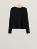 Suéter de Tricô Falso Duas Peças de Manga Longa Cuidadosamente Selecionado, Camisa Básica Feminina da Moda para o Trabalho, Roupa de Outono Estilo Coreano Slim Fit