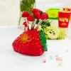 Tenedor de fruta para el hogar, creativo, de acero inoxidable, palillo de fruta, decoración, linda fresa, tenedor de col