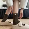 Estilo Xiaohongshu Outono/Inverno Meias Canli Listradas de Microcostura para Mulheres Cor Bloco Retro Japonês Meias Retas de Cano Médio
