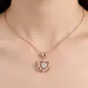 Collar coreano de plata de ley S925 con incrustación de moissanita, colgante doble de corazón simple y lujoso para mujer, joyería de nicho de alta gama