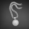 Colgante de Cadena Cubana Redonda Tendencia Rap Hip-Hop Colgante Totalmente Diamantado Fabricante de Joyería Transfronteriza Mayorista