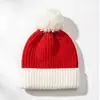 Gorro de Punto Otoño e Invierno Infantil Transfronterizo, Gorro de Lana Rojo, Gorro Cálido para Bebé con Pompón, Gorro de Lana para Niños y Niñas de 3 a 8 Años