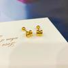 Nuevos aretes de botón con la letra H estéreo, aretes clásicos multicolores de aceite, acero de titanio chapado en oro, diseño de nicho, aretes de temperamento