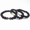 S460 comercio exterior joyería popular pulsera de piedra volcánica pulsera de lava accesorios de mancuerna de metal producto de Yiwu