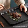 Plato para bistec con esmalte cristalino negro esmerilado Juego de cubiertos para carne y pescado estilo occidental Plato plano creativo japonés para bistec Vajilla de hotel