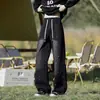 Jeans de Mezclilla con Salpicaduras Negras para Hombre Primavera Otoño Retro Japonés Sueltos Casuales Lavados Desgastados Geniales Pierna Recta Pantalones Largos