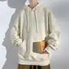 Sudadera con capucha de color liso para otoño e invierno para hombre, corte holgado, hombros caídos, manga larga, moderna, simple, versátil, estilo de pareja, top de moda de Hong Kong