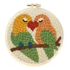 Kit de Materiales de Bordado con Aguja Perforada de Lana DIY Transfronterizo, Regalo de Bordado con Aguja Perforada Estilo Serie Floral de Dibujos Animados Hecho a Mano