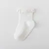 Meias de Algodão Antiderrapantes de Verão Amazon para Bebês e Crianças Pequenas 0-6 Meses Meninas Meias de Renda Cor Sólida Meias para Chão de Bebê