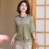 Camiseta de Verano Estilo Chino para Mamá de Mediana Edad Camisa 2026 Nuevos Tops de Moda para Mujeres de Mediana Edad y Mayores