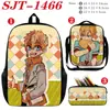 Corbata Rey de las Flores Animación Adolescente Accesorios Mochila Mochila de Tres Piezas Bolso de Hombro Estuche para Lápices Conjunto de Estudio