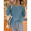 Cárdigan de punto de manga larga para mujer, nuevo estilo coreano, elegante, corte holgado, suéter exterior adelgazante