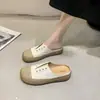 Medias Pantuflas Cerradas de Paja Tejida para Mujer, Novedad Verano 2026, Sandalias de Pescador de Lona Versátiles de Suela Gruesa para Exteriores Casuales